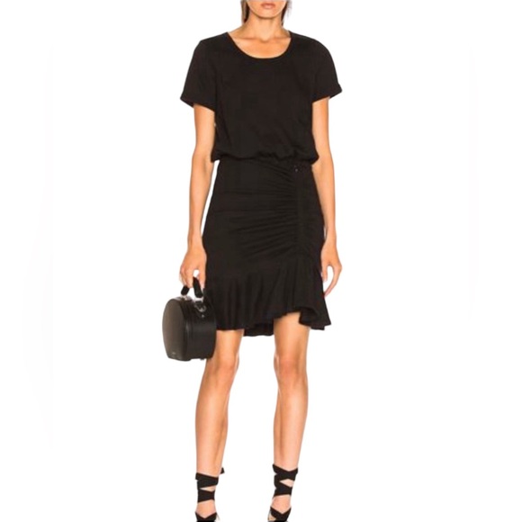Veronica Beard Dresses & Skirts - Veronica Beard Pima Ruched Dress with Flounce, Black, 100% cotton, NWT $298
